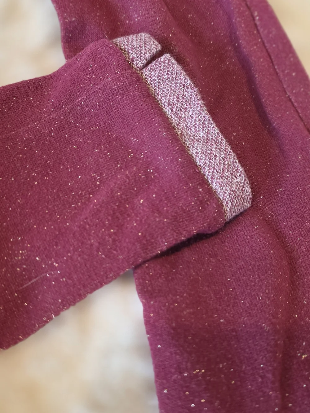 Girls' Maroon Sparkle Pull-On Casual Pants